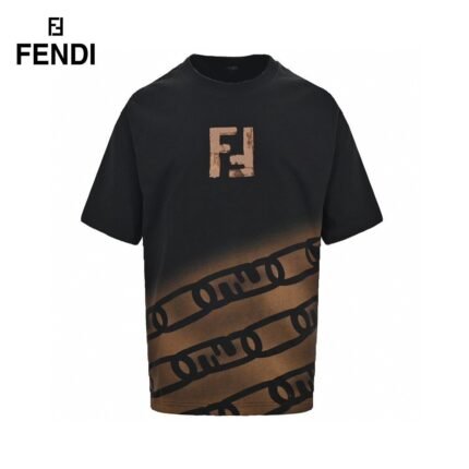 24ss Hand Drawing Gradual Change Color Double F Logo T-Shirt