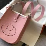 Replica Hermes Evelyne Bag Designer Hermes Mini Crossbody Real Bag 20430 Pink