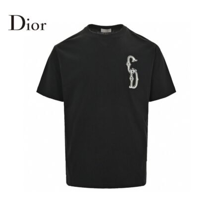 24ss Gold Thread Embroidery CD Logo T-Shirt