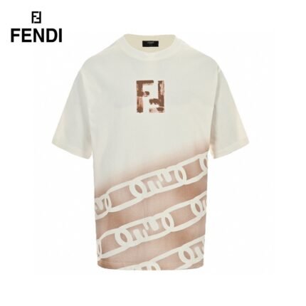 24ss Hand Drawing Gradual Change Color Double F Logo T-Shirt