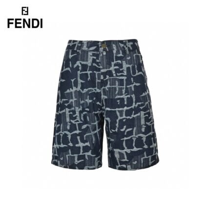 Tie Dye Jacquard Weave Logo Denim Short