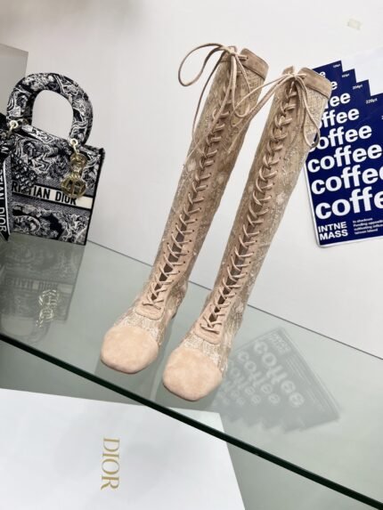 J-ADIOR Embroidery jacquard high boot bare pink size: 34 -4334.40.41.42.43. should be customized madenote shoes size when you fill shipping address